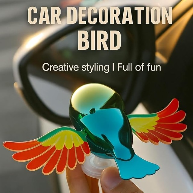 Wind-Powered Flapping Bird Mirror & Dashboard Ornament – Moving Wings Vehicle Decoration