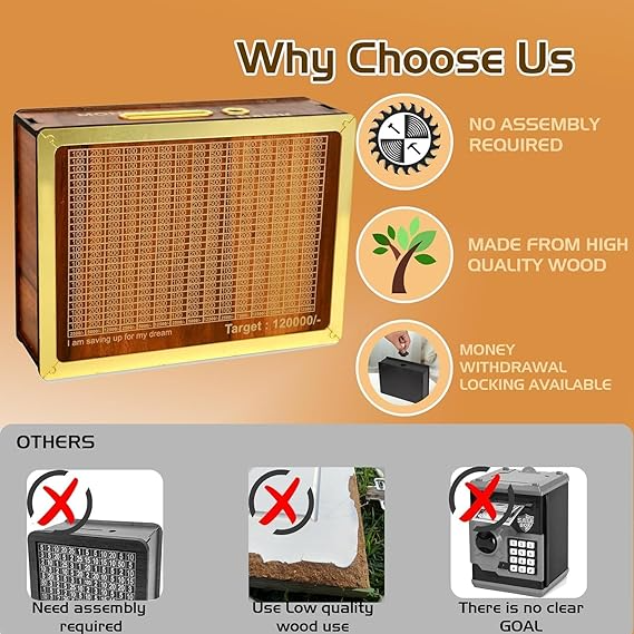 CashKraft™ Wooden Savings Bank