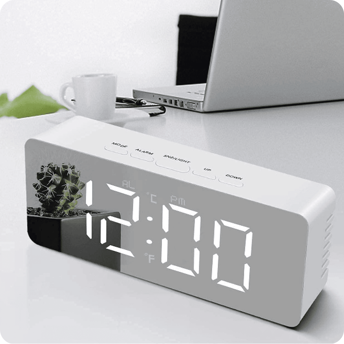 ClockPro™ LED Mirror Alarm Clock